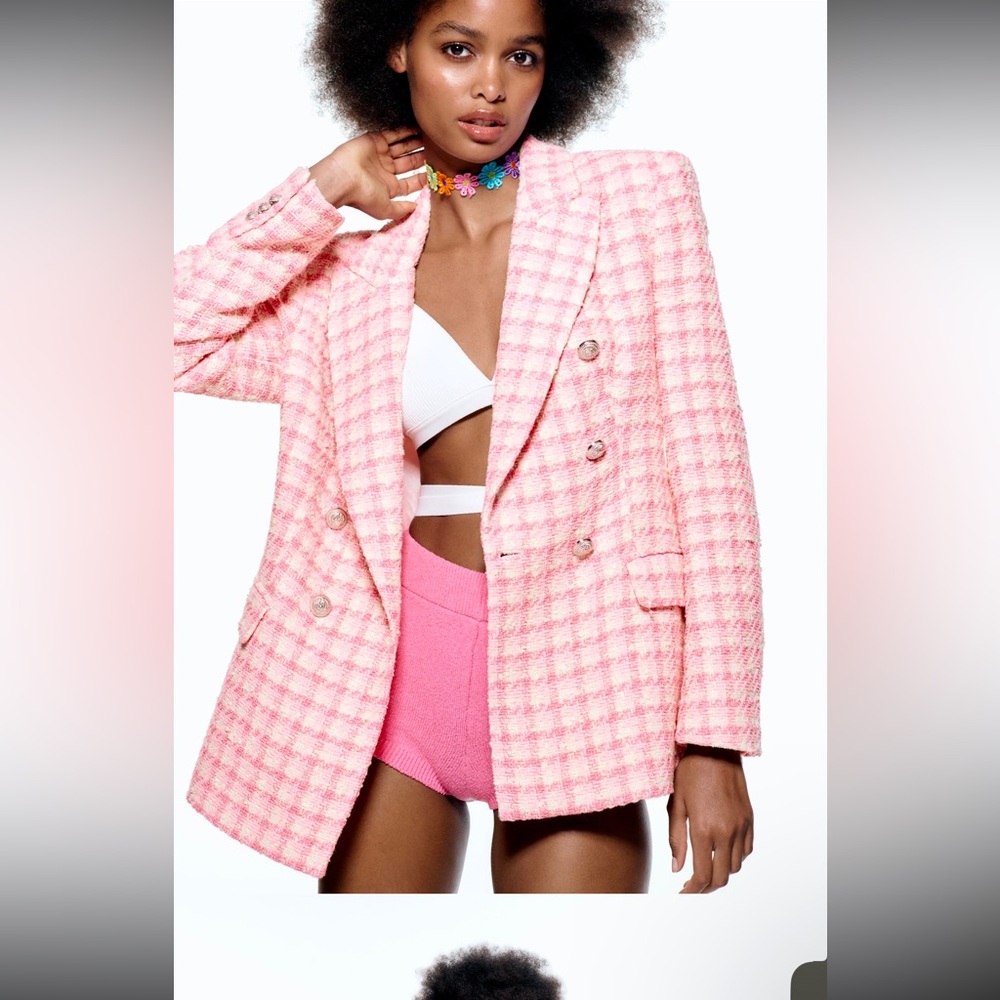 Zara Double Breasted Textured Blazer